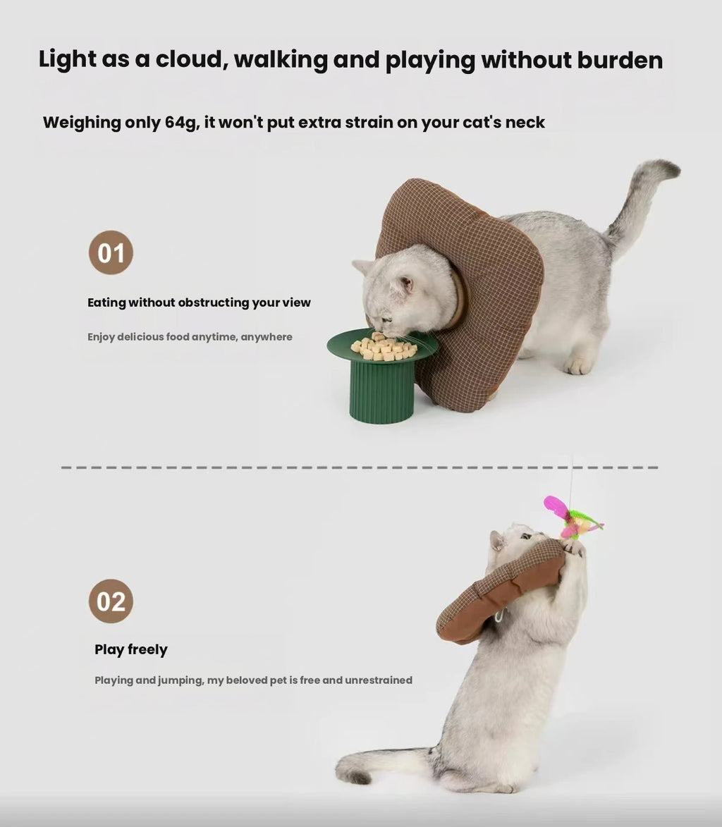 HiDREAM Toast Soft Cat Recovery Collar - Anti-Lick Pillow Cone for Kittens & Male Cats