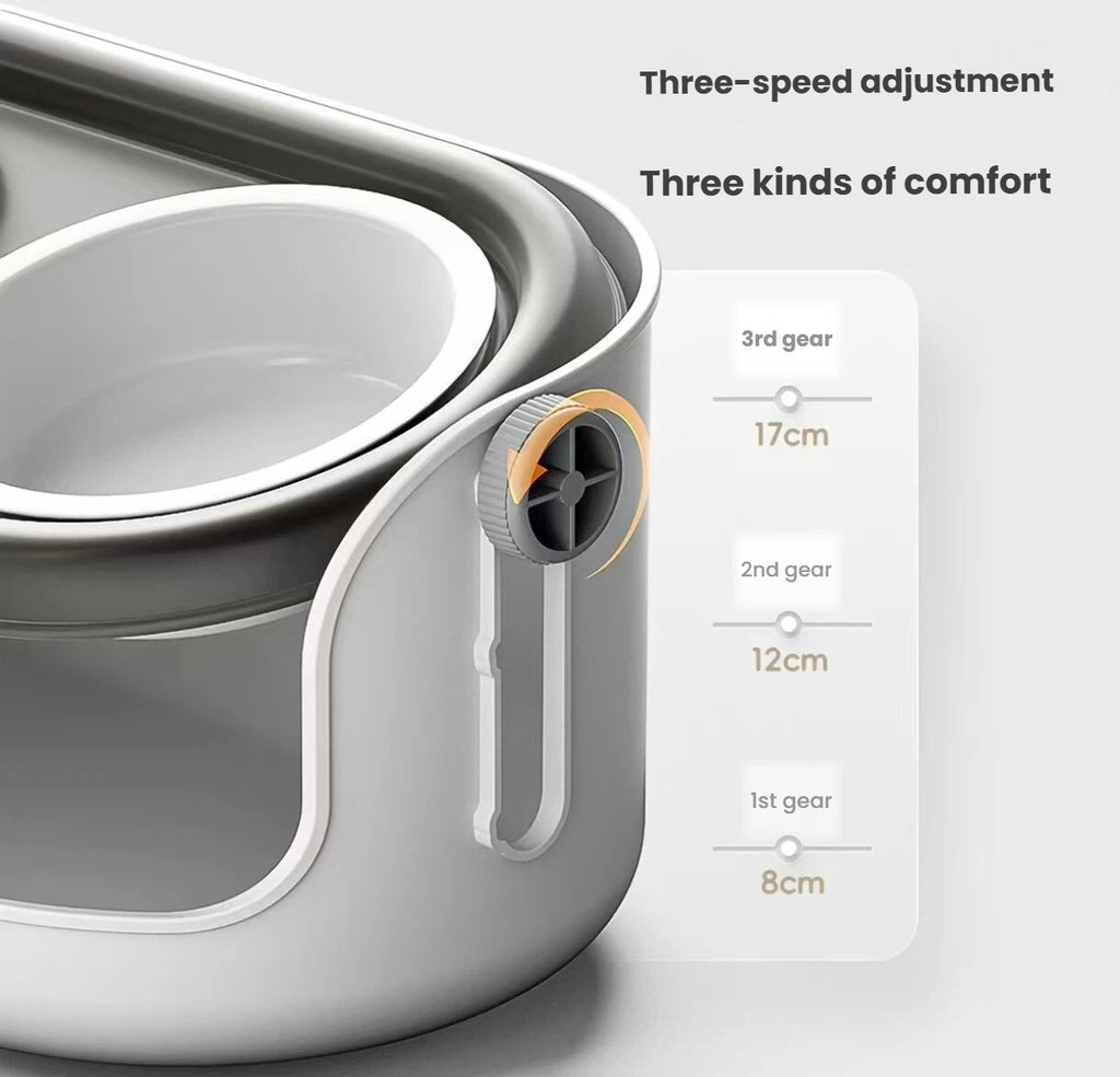 Three height settings on the Popocola adjustable raised ceramic bowl