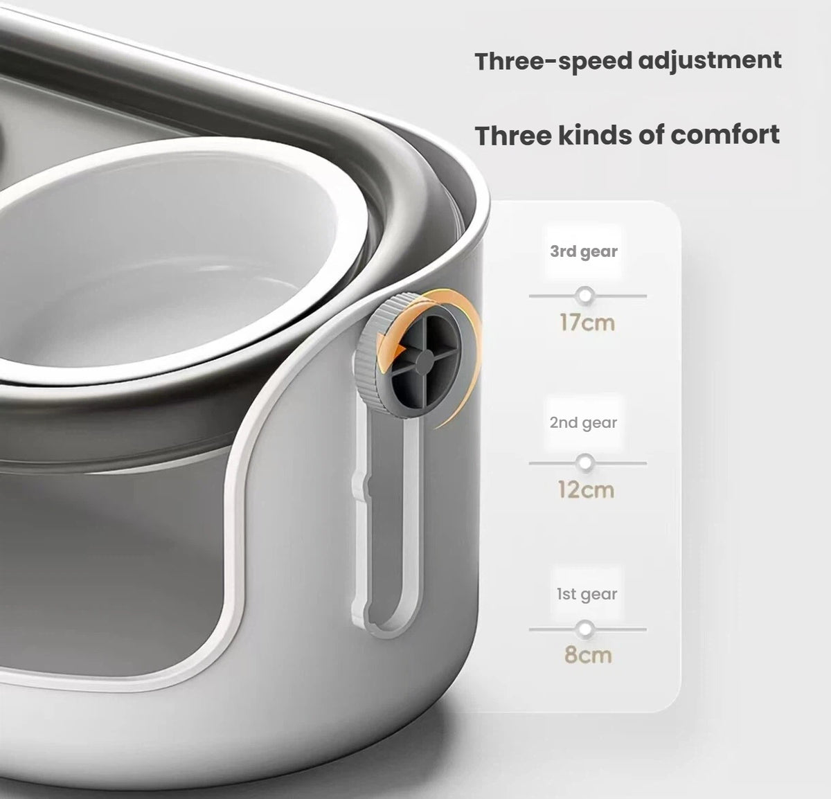 Three height settings on the Popocola adjustable raised ceramic bowl