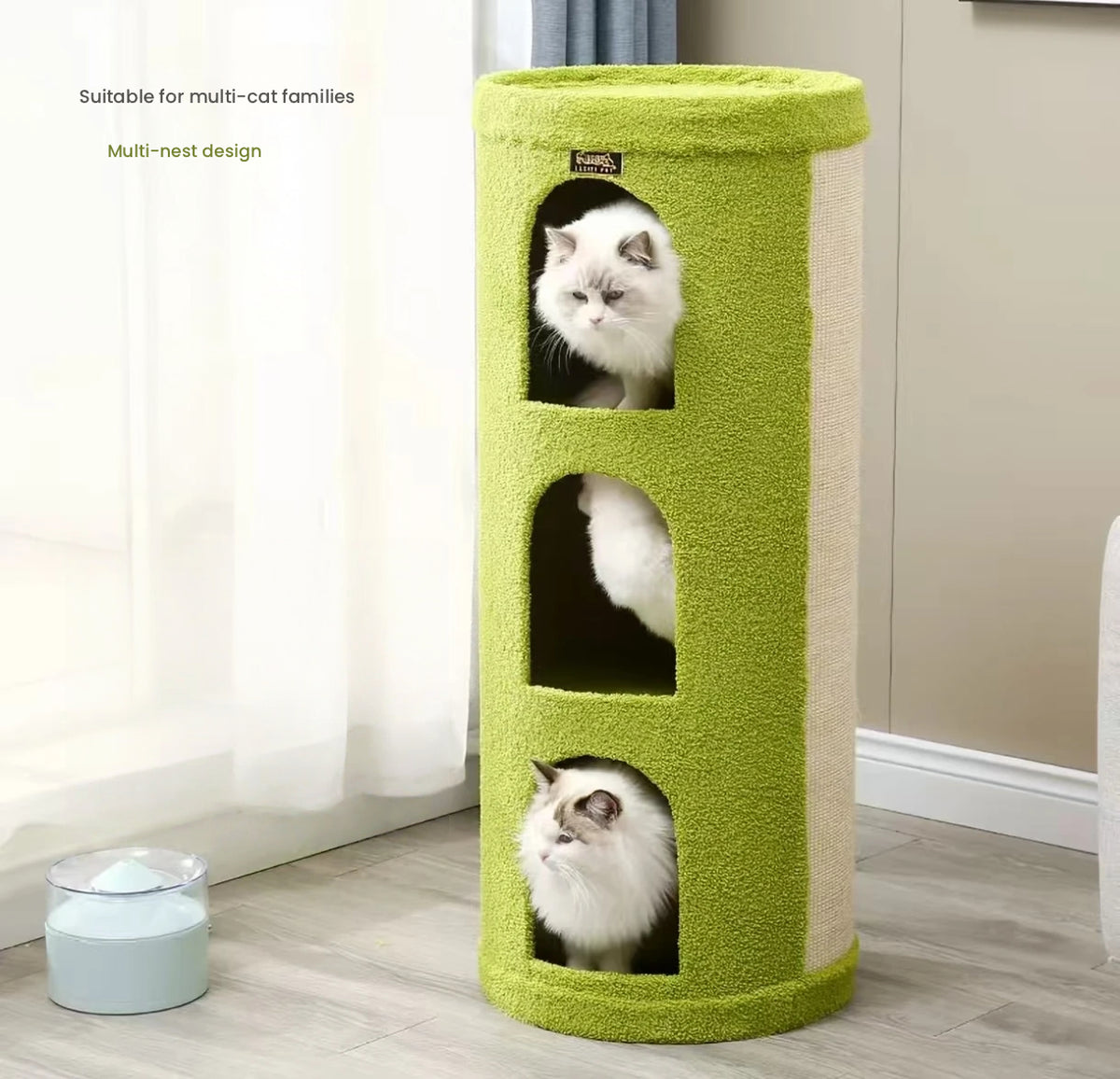 Sisal Cat Tree House: Enclosed Cat Bed with Scratching Post