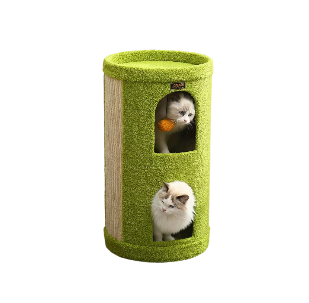 Sisal Cat Tree House: Enclosed Cat Bed with Scratching Post