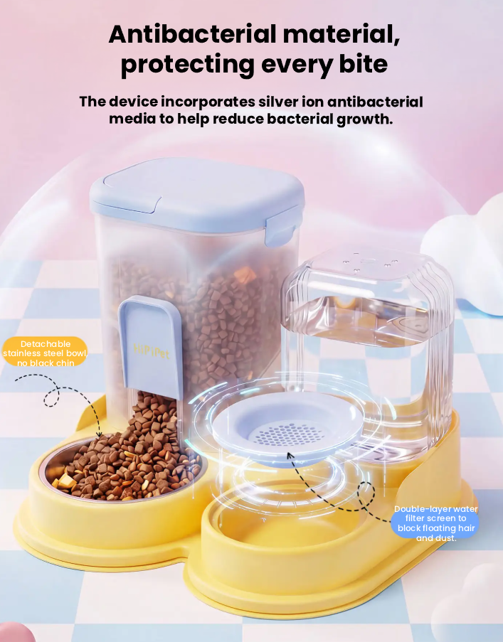 Hipidog Gravity Pet Feeder & Water Dispenser – Food & Water Bowl for Dogs & Cats