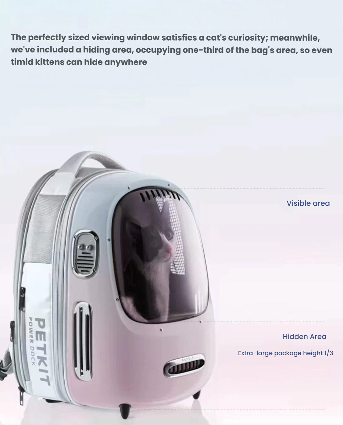 PETKIT 캐리어의 넓은 전망창과 환기 구역