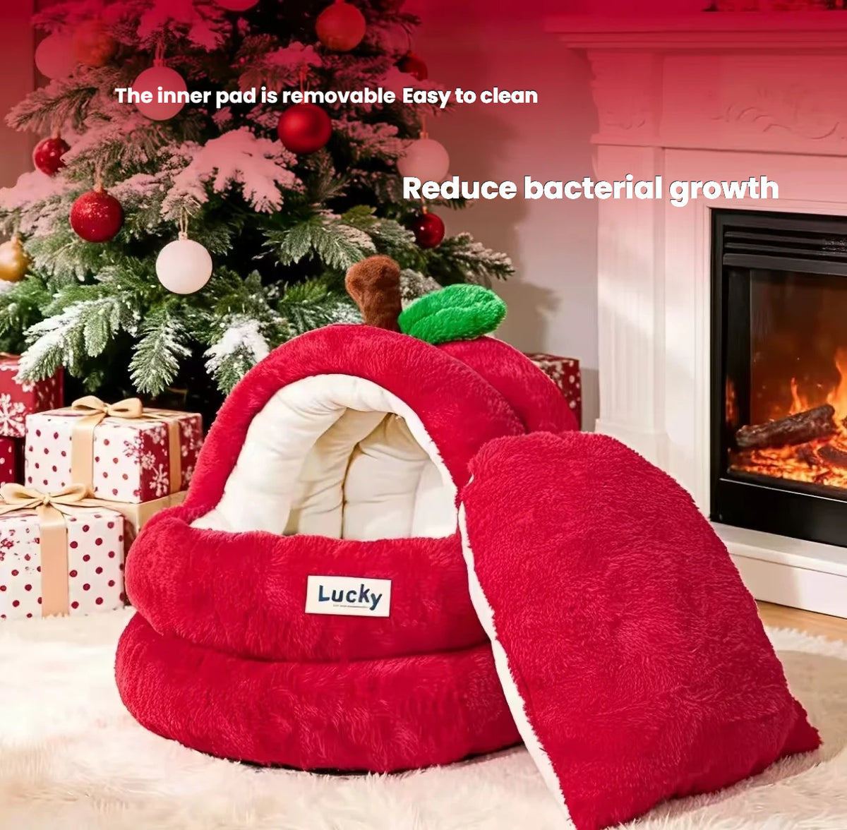 2026 New Year Winter Cat Bed: Thick, Warm & Semi-Enclosed Pet Bed