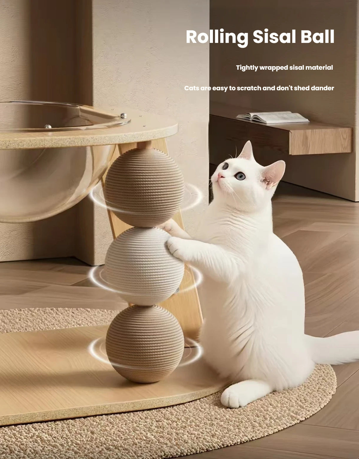Wooden Cat Tree: Space-Saving Cat Tower with Bed & Scratching Post