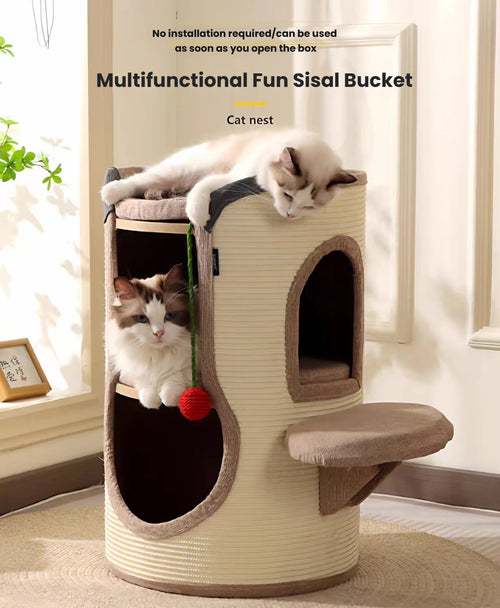 2-Tier Cat Tree House: All-Season Cat Bed with Scratcher