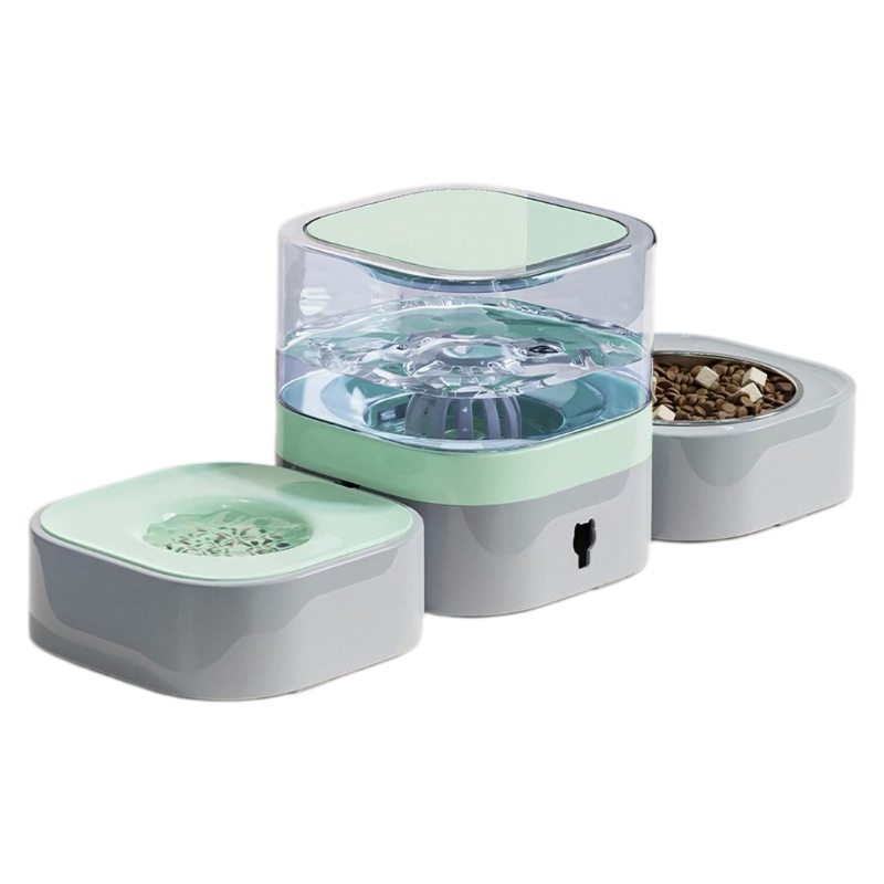 Madden Cordless Pet Water Fountain with Feeding Bowl – for Cats & Dogs
