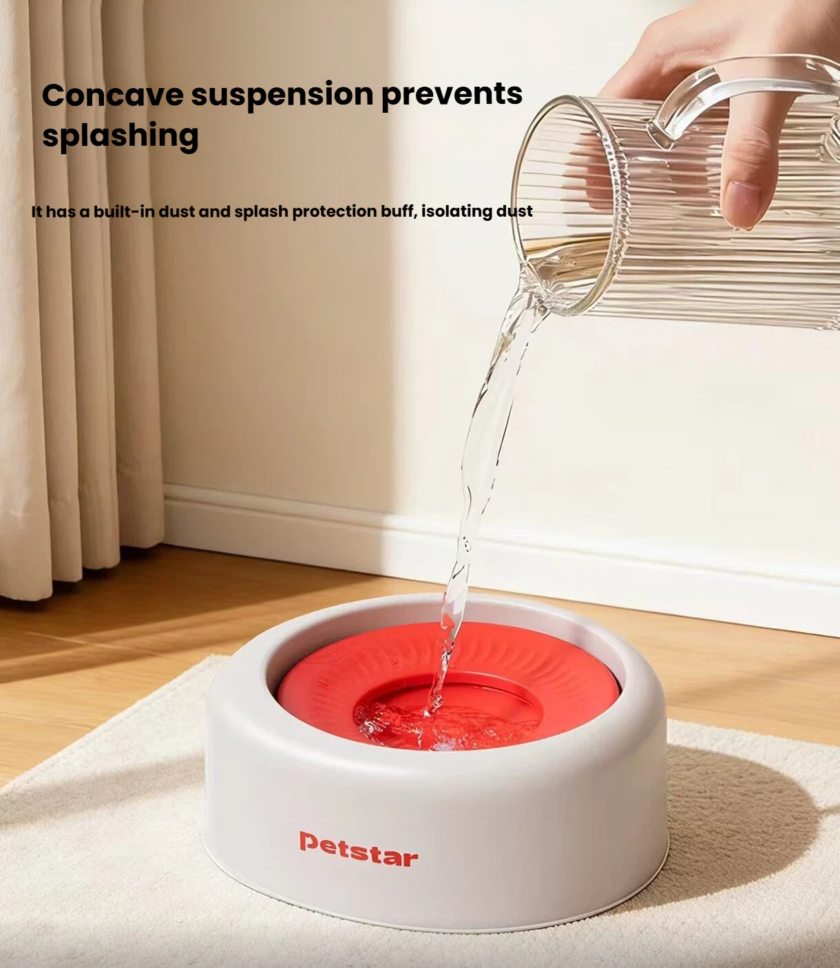 Petstar Floating Dog Water Bowl, Splash-Proof Slow Drinking Bowl