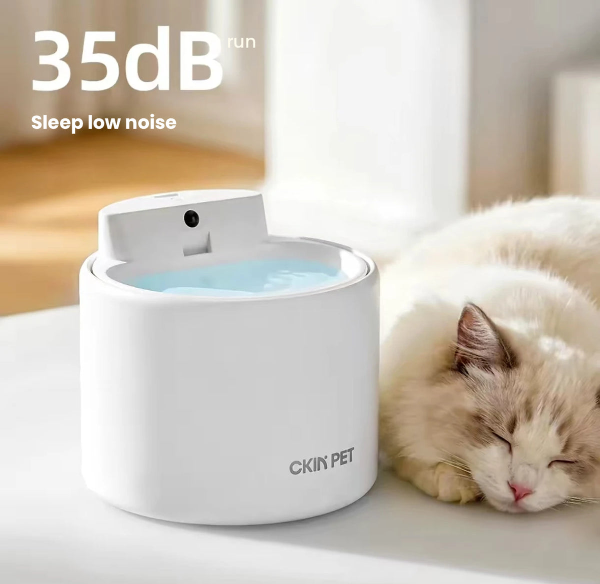 Ckin Pet Ceramic Cordless Cat Water Fountain, Quiet Auto Circulation