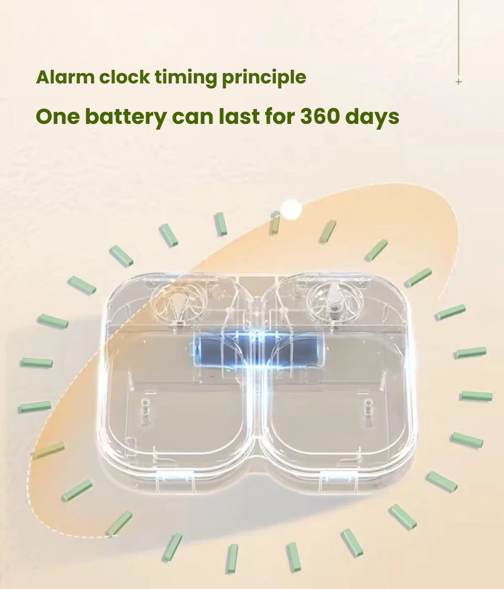 Timer mechanism beneath the CatMate double wet-food feeder