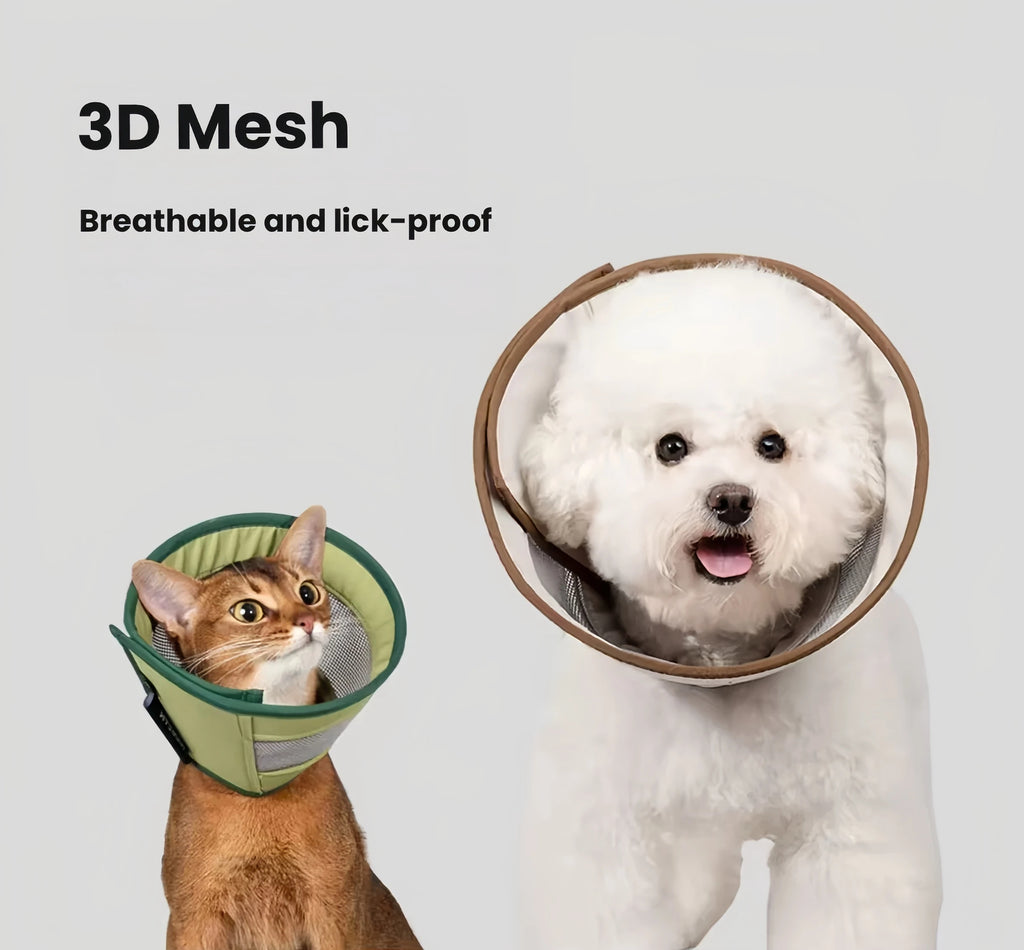 HiDREAM Breathable Mesh Pet Recovery Cone - Anti-Lick Soft Elizabethan Collar for Dogs & Cats