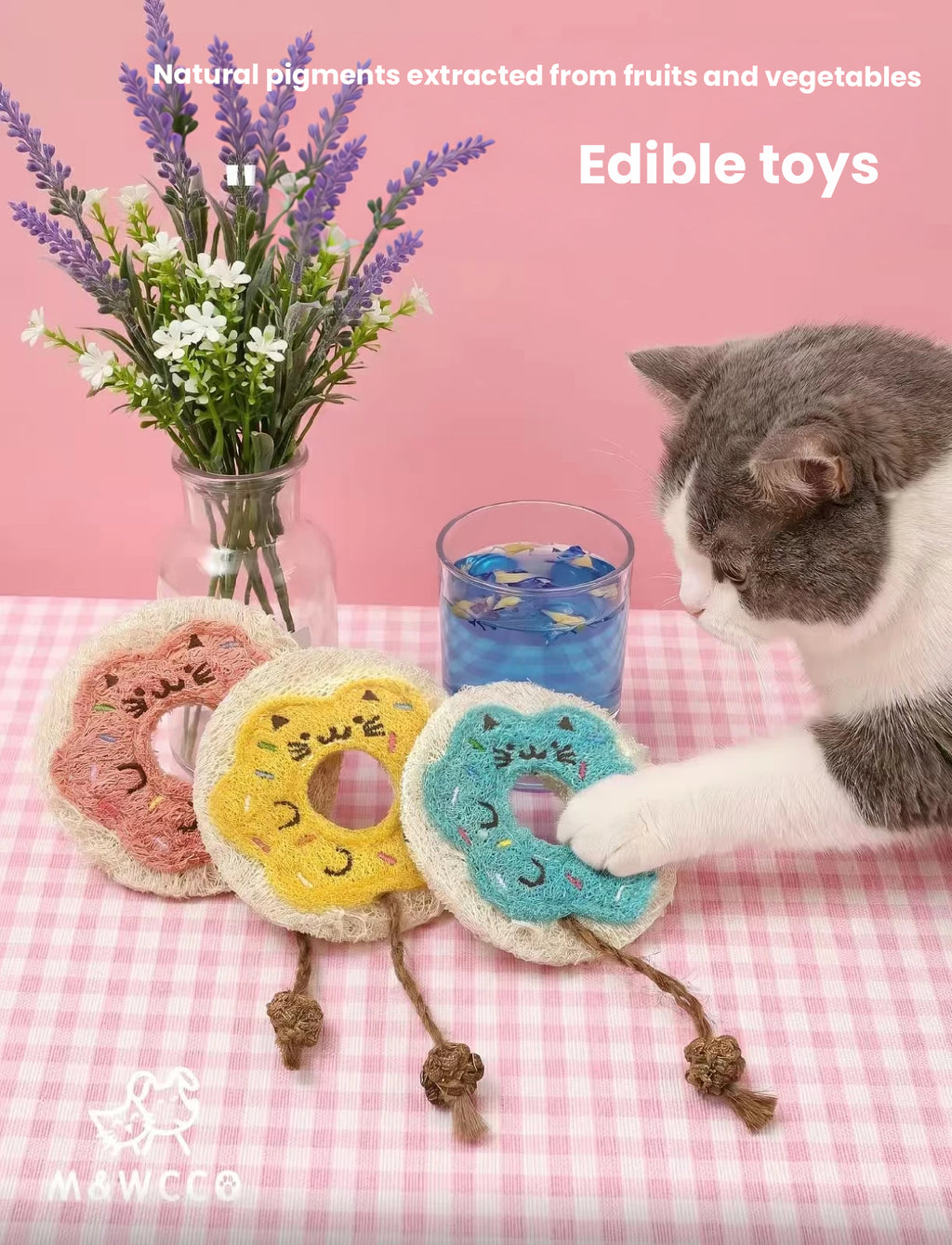 M&WCCO Natural Loofah & Gall Fruit Cat Toys - Catnip Teething Chew Teaser for Kittens
