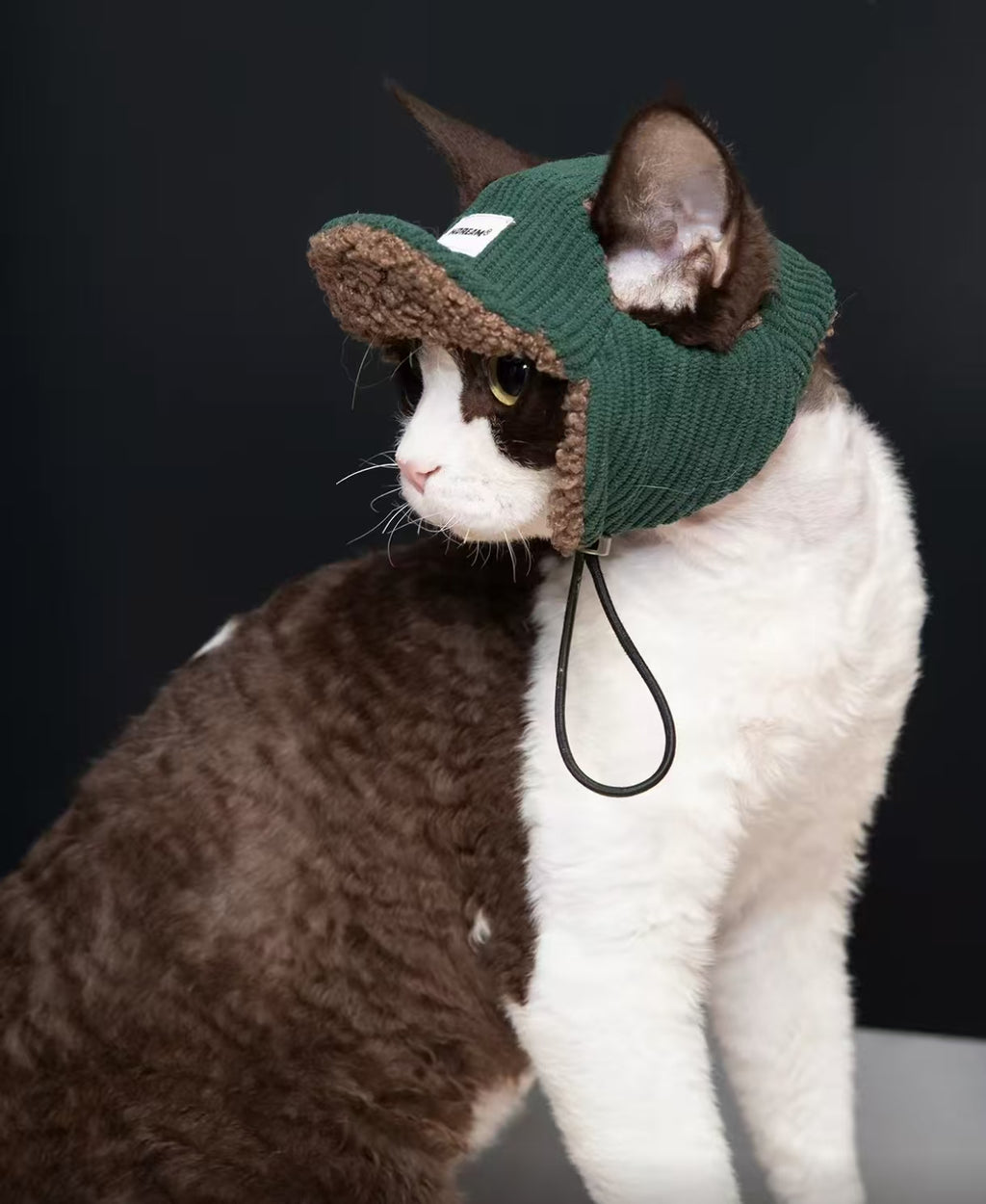 HiDREAM Knit Cat Winter Hat with Neck Warmer - Thick Plush Cap for Devon Rex