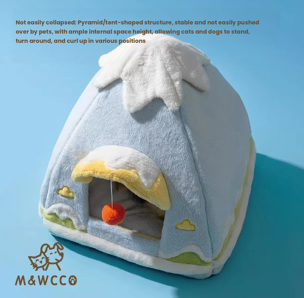 M&WCCO Enclosed Pet Tent Bed - Thickened Winter Warm Washable Cave for Cats & Small Dogs