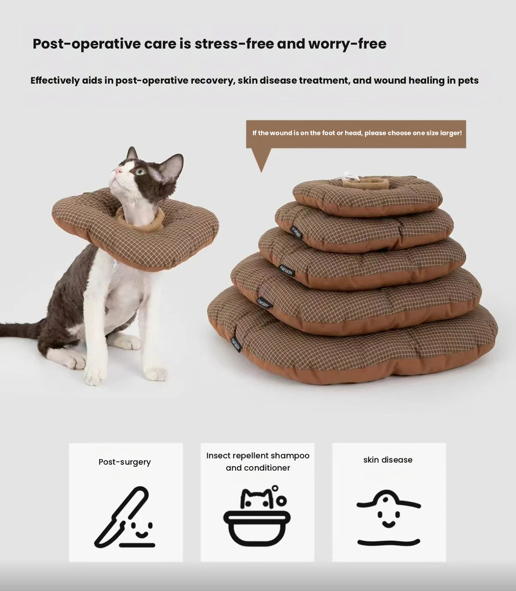 HiDREAM Toast Soft Cat Recovery Collar - Anti-Lick Pillow Cone for Kittens & Male Cats