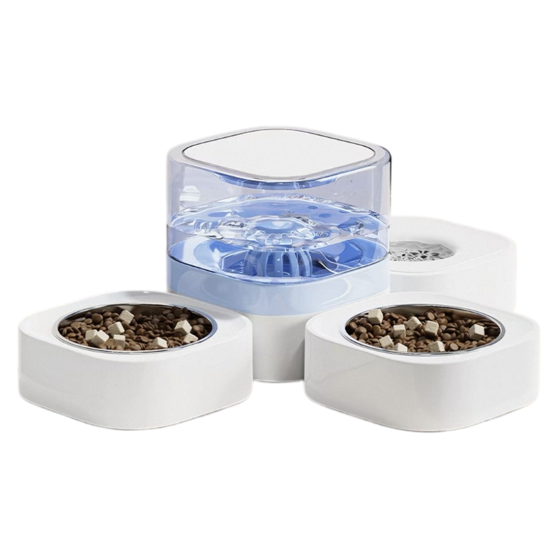 Madden Cordless Pet Water Fountain with Feeding Bowl – for Cats & Dogs