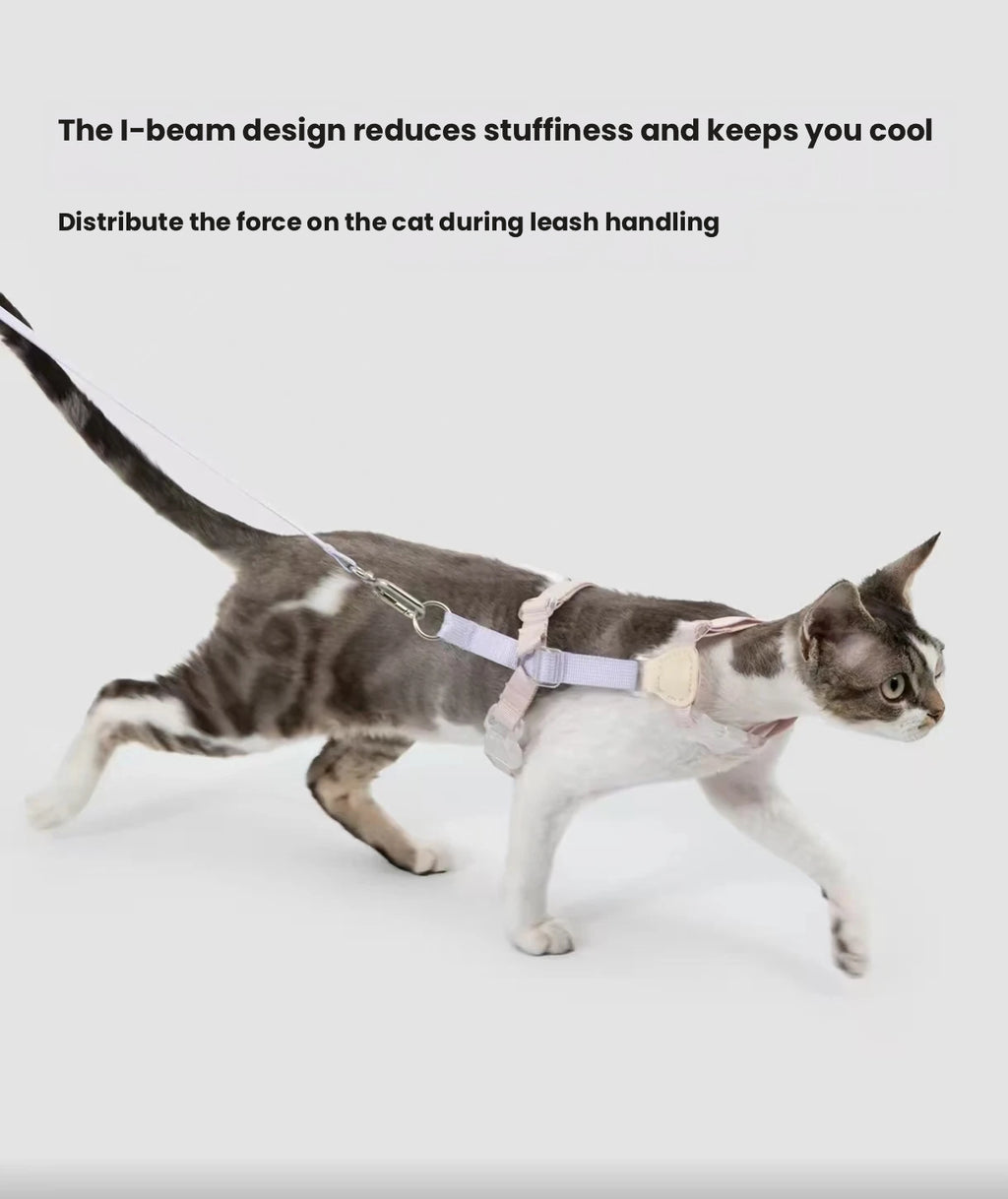 HiDREAM Escape-Resistant H-Style Cat Harness and Leash Set - Walking Harness for Devon Rex
