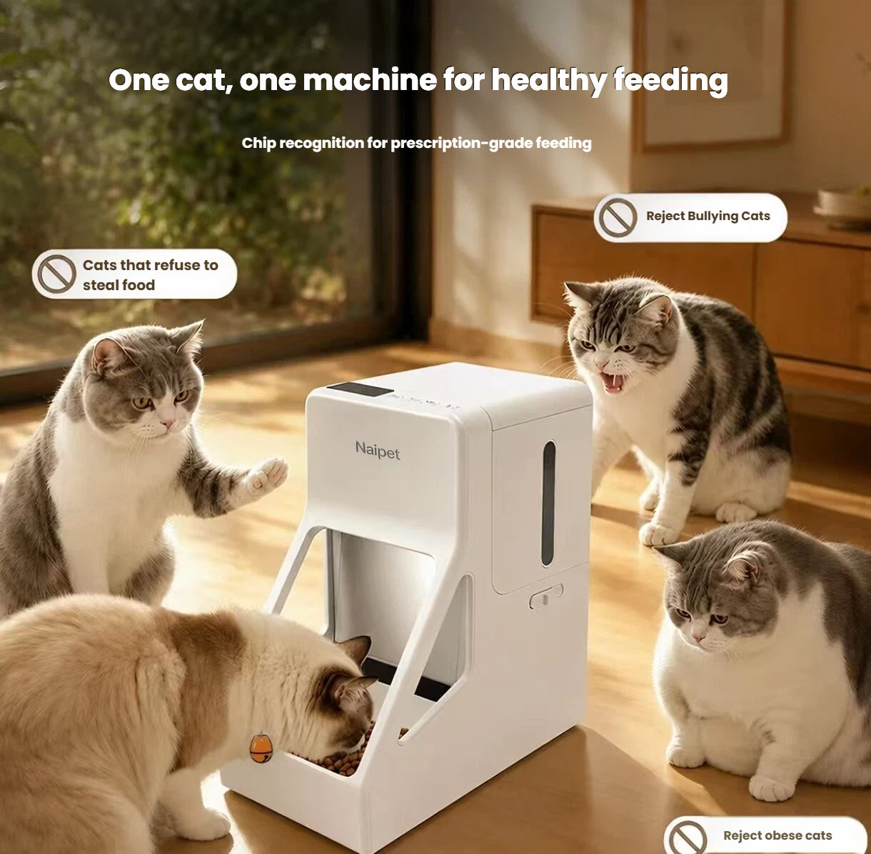 Petstar Microchip Automatic Cat Feeder for Multi-Cat Homes