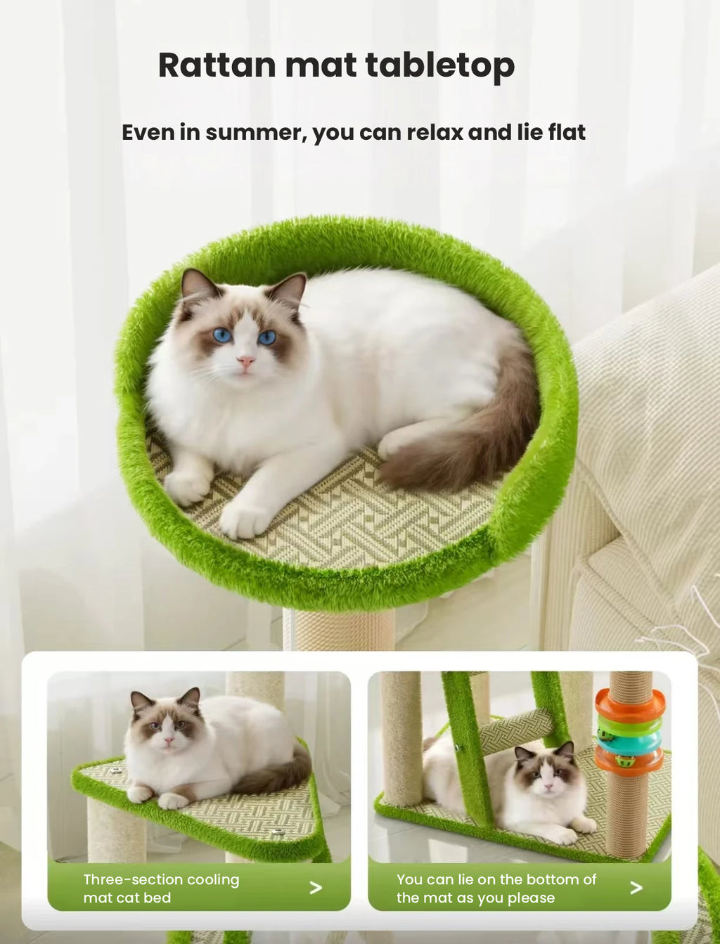 2-Tier Elevated Cat Bed: All-Season Cat Tree & Cooling Cat House