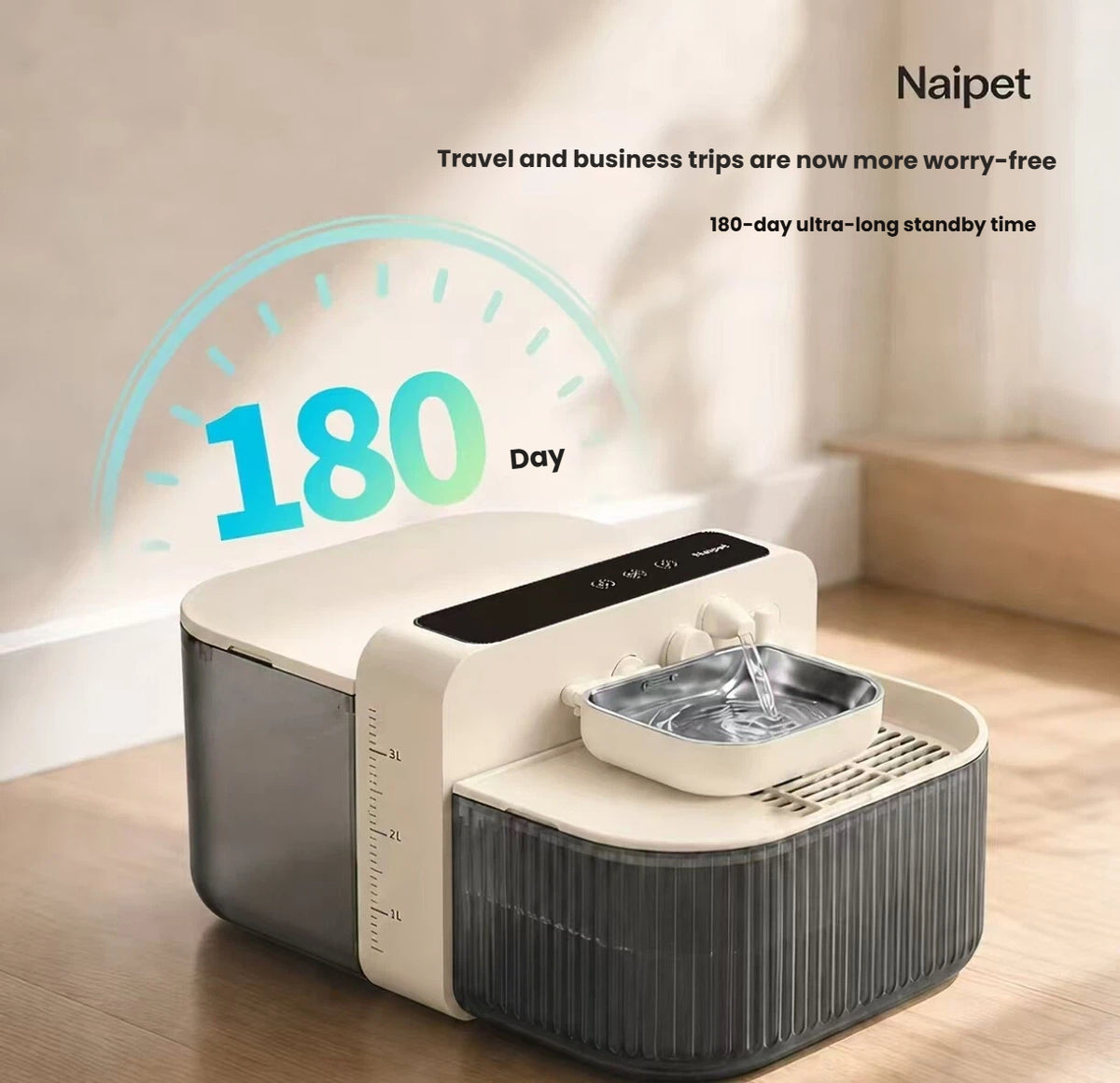 Naipet Cordless Automatic Cat Water Fountain