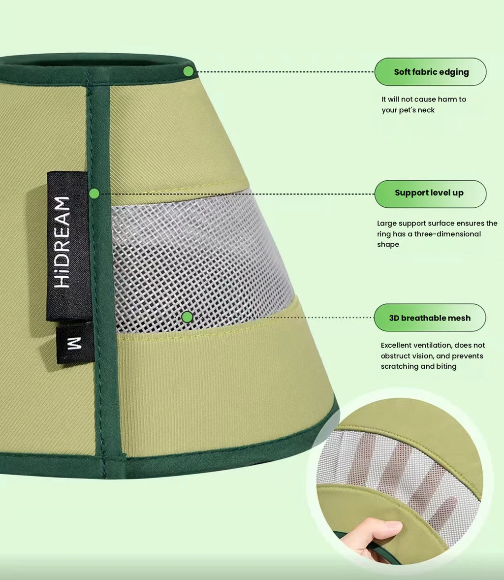HiDREAM Breathable Mesh Pet Recovery Cone - Anti-Lick Soft Elizabethan Collar for Dogs & Cats