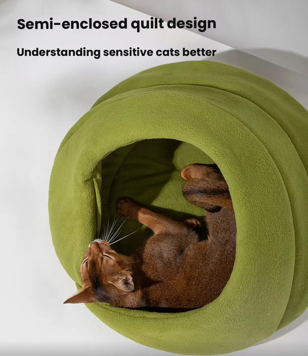 HiDREAM Semi-Enclosed Cat Bed, Cozy Fleece Nest for Cats & Kittens