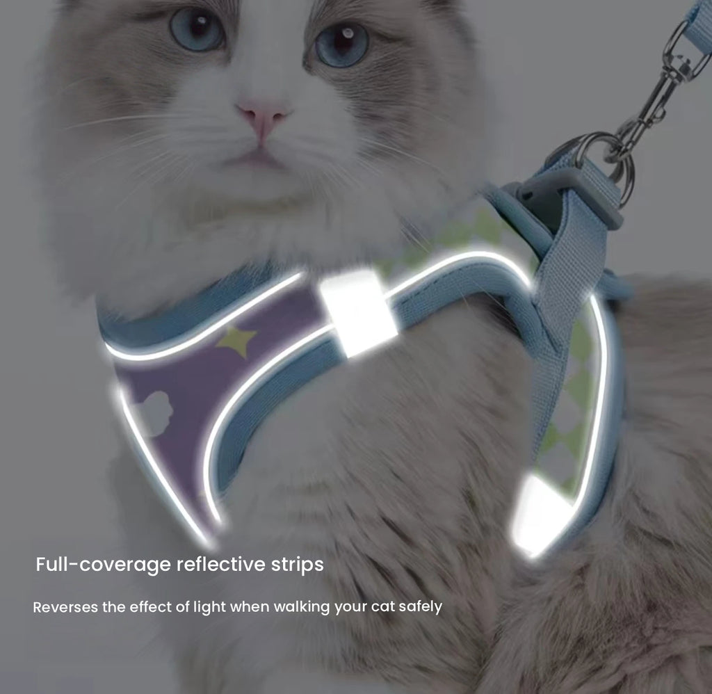 Adjustable Cat Harness with Leash, Escape-Proof Vest Design
