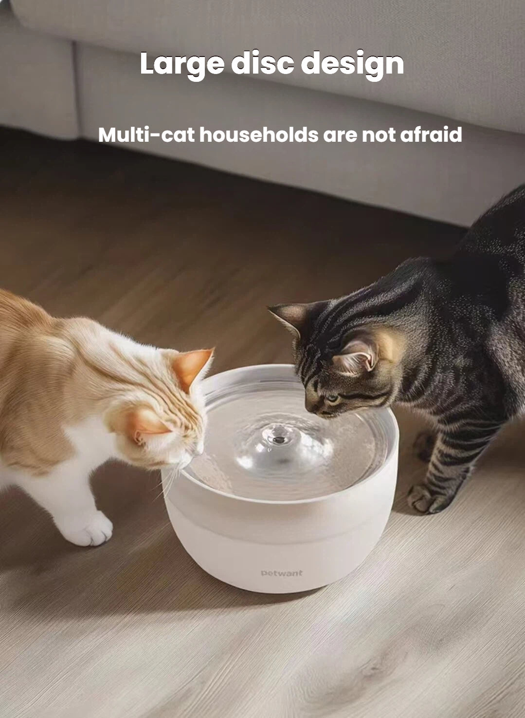 Petwant Automatic Cat Water Fountain, Filtered Flowing Water