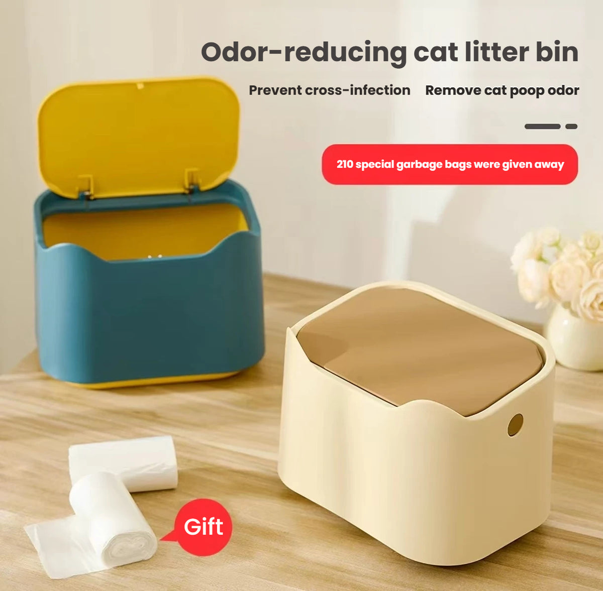 Cat Litter Waste Bin: Odor-Control Cat Poop Disposal Bucket
