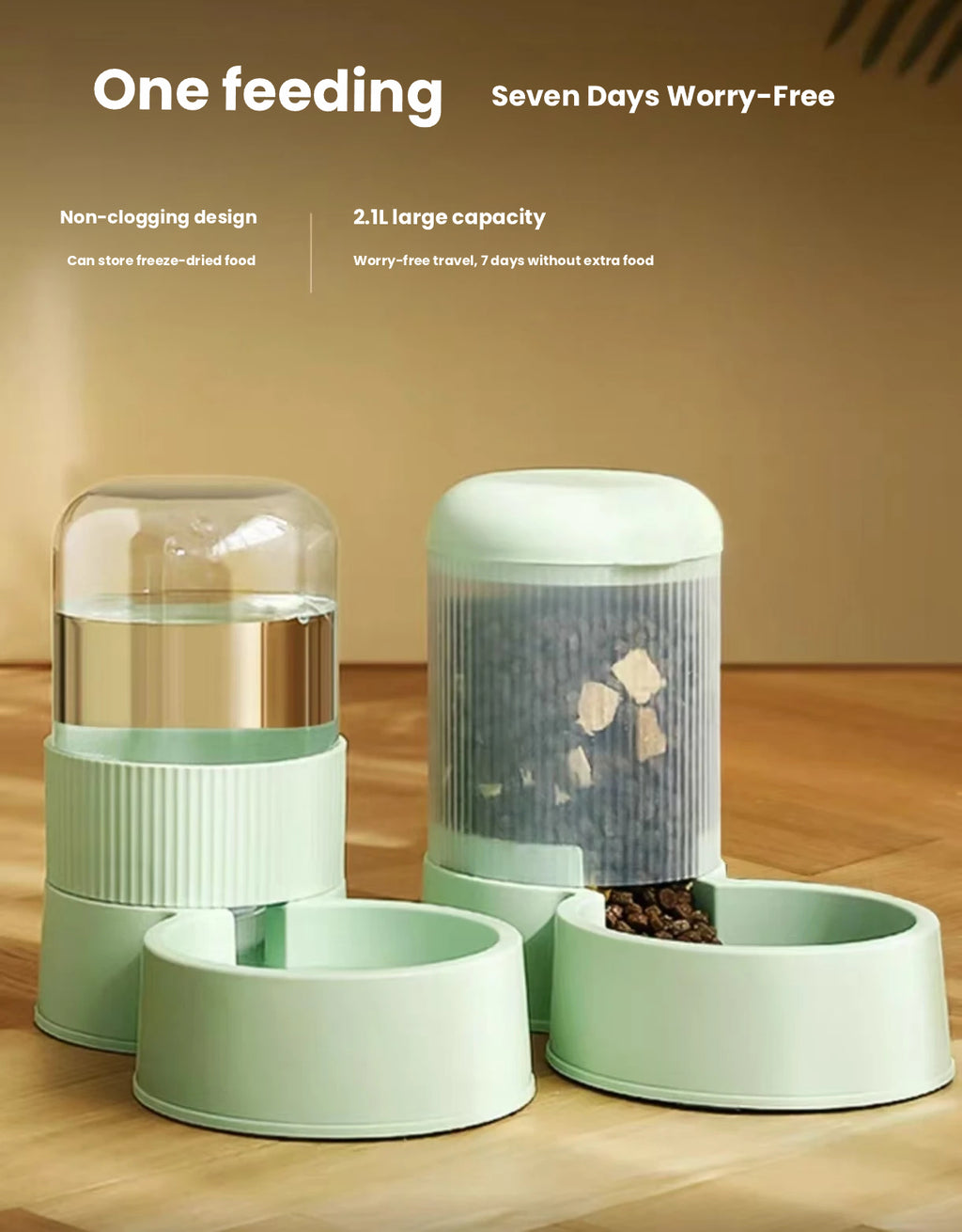 Non-Electric Pet Feeder & Water Dispenser: Cat & Dog Food and Water Station