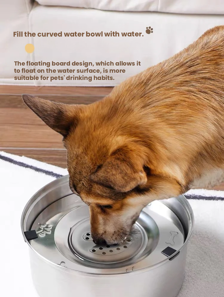 POPOCOLA Stainless Steel Floating Pet Water Bowl – Spill-Resistant Design
