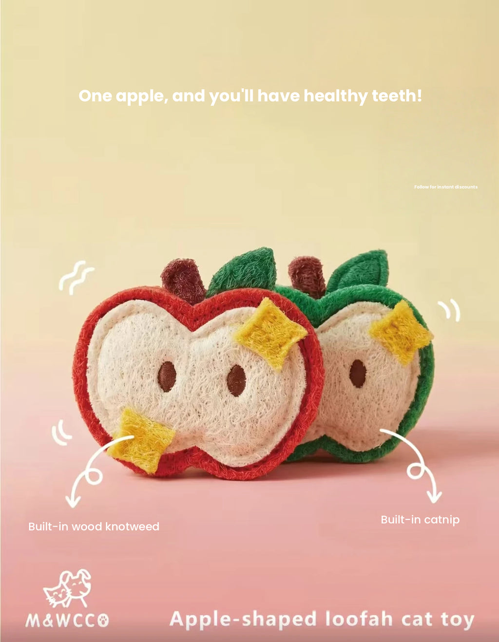 M&WCCO Natural Loofah & Silvervine Cat Toys - Catnip Teething Chew Toy for Cats & Kittens