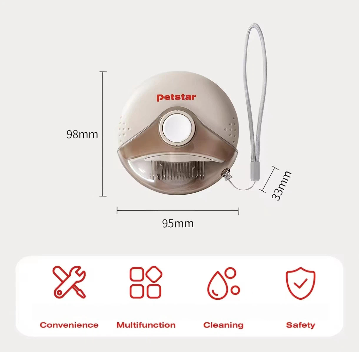 Petstar 3-in-1 Cat & Dog Grooming Brush, Deshedding & Detangling