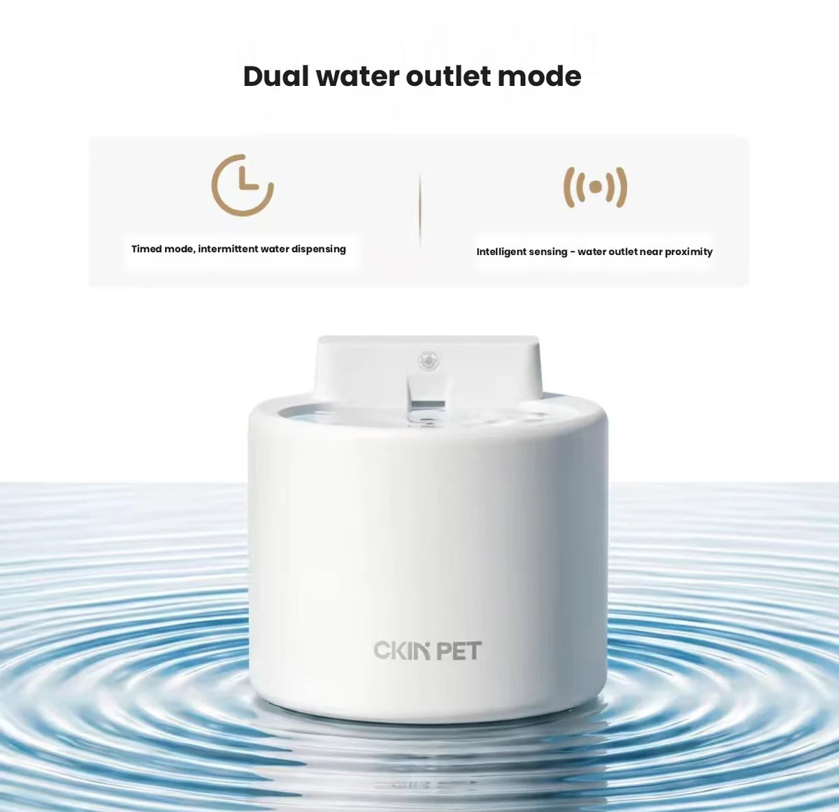 Ckin Pet Ceramic Cordless Cat Water Fountain, Quiet Auto Circulation