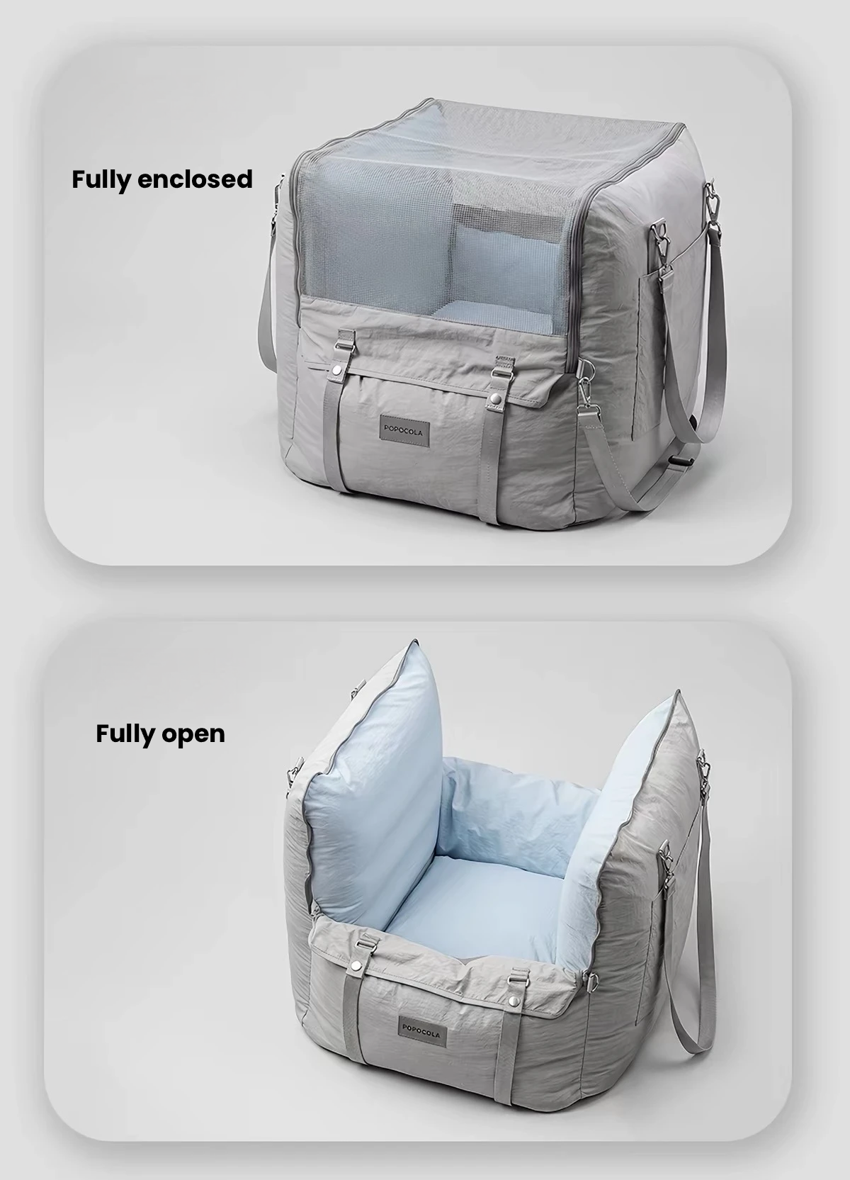 POPOCOLA Dog Car Seat Bed – Safe & Comfortable Travel Carrier for Small Dogs