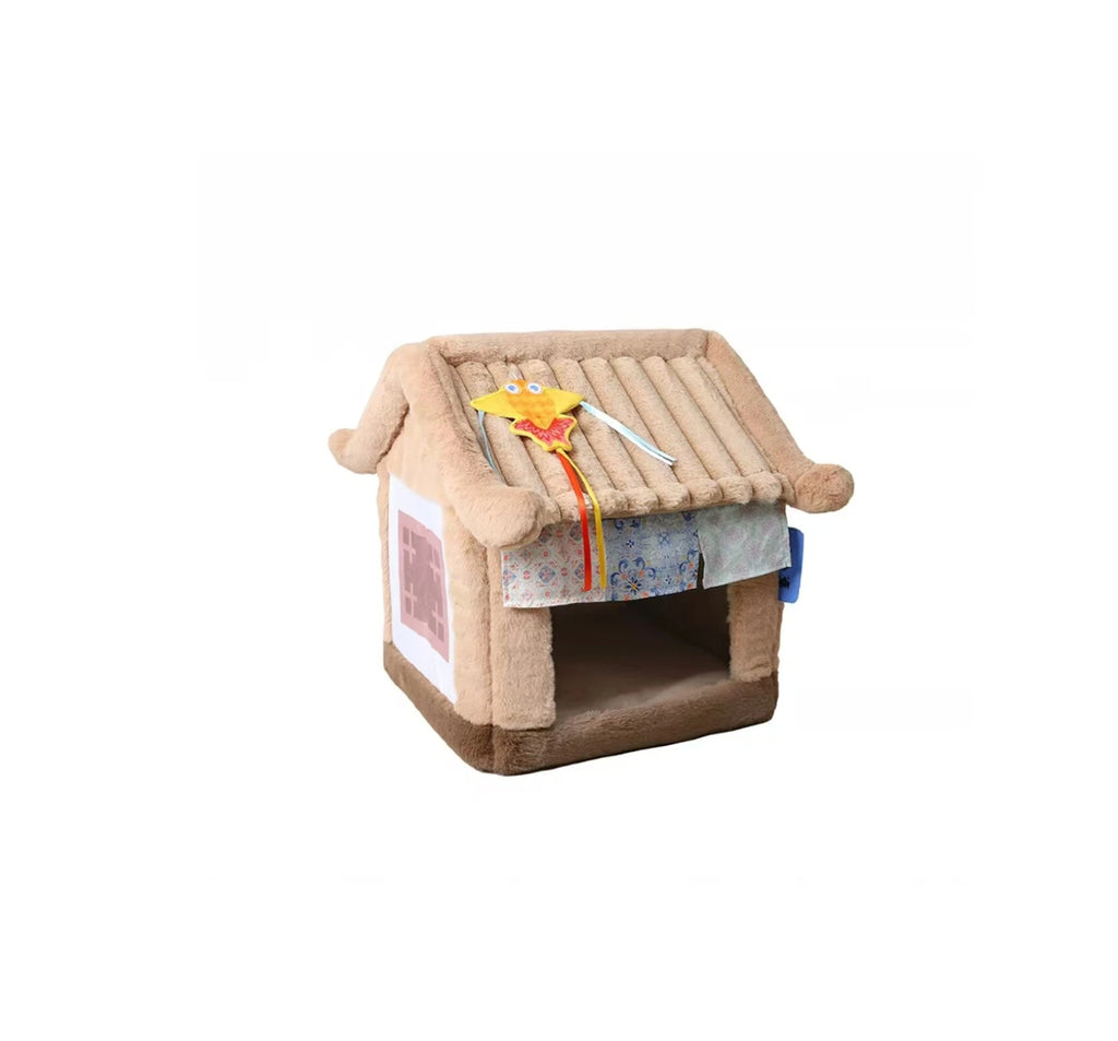 Petstar Semi-Enclosed Cat House, Cozy Winter Bed for Cats