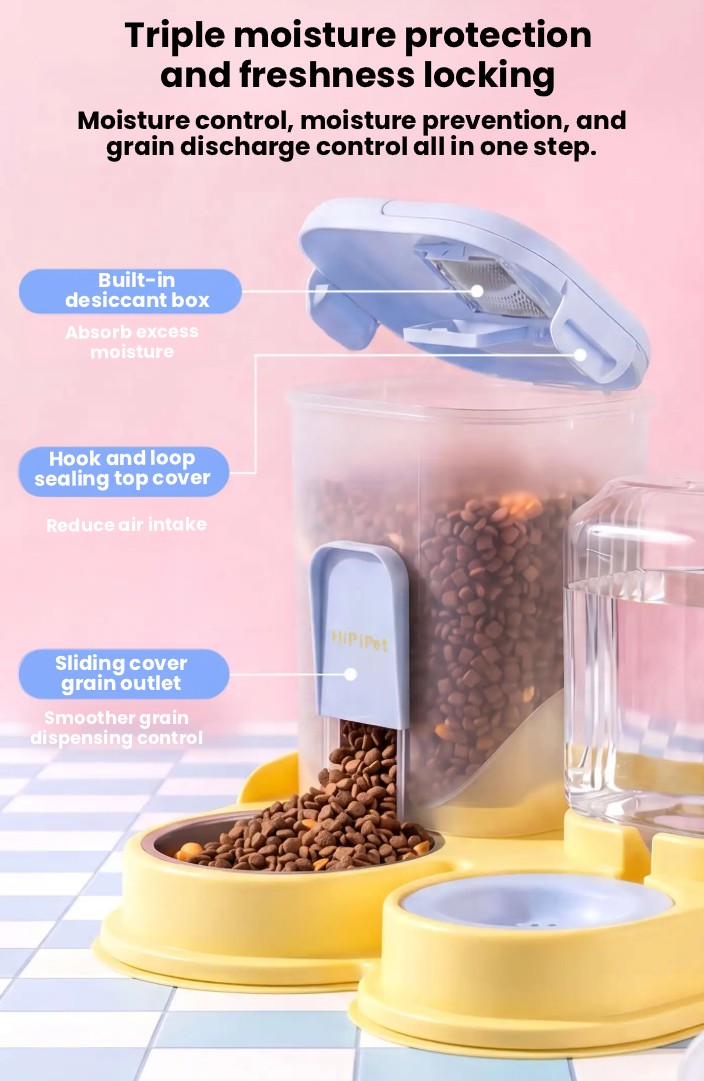 Hipidog Gravity Pet Feeder & Water Dispenser – Food & Water Bowl for Dogs & Cats