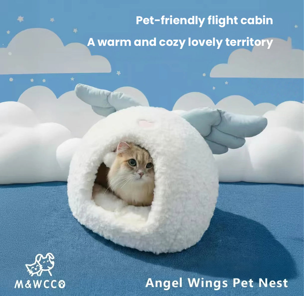 M&WCCO Cream Style Enclosed Cat Cave Bed - Large Warm Washable Nest for Chubby Cats & Ragdolls