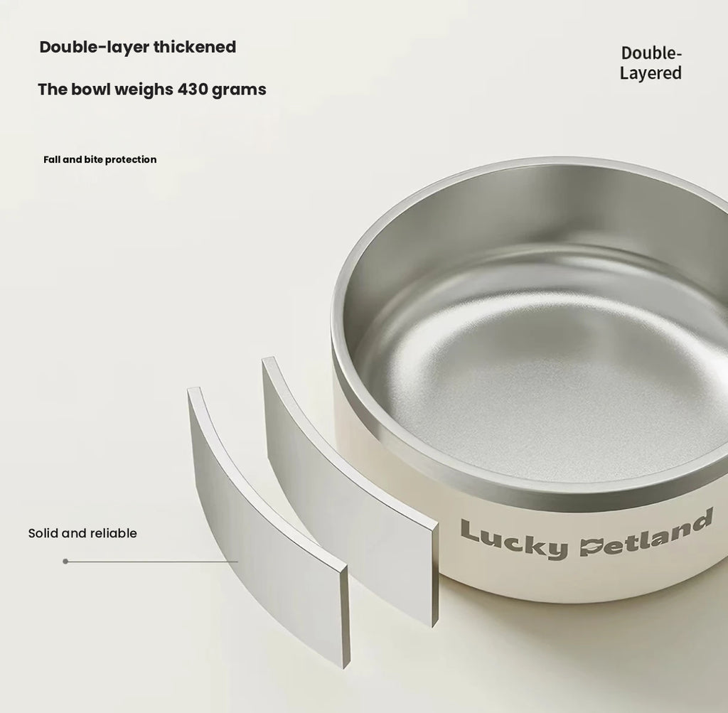LuckyPetland Stainless Steel Cat & Dog Bowl, Anti-Slip Desig