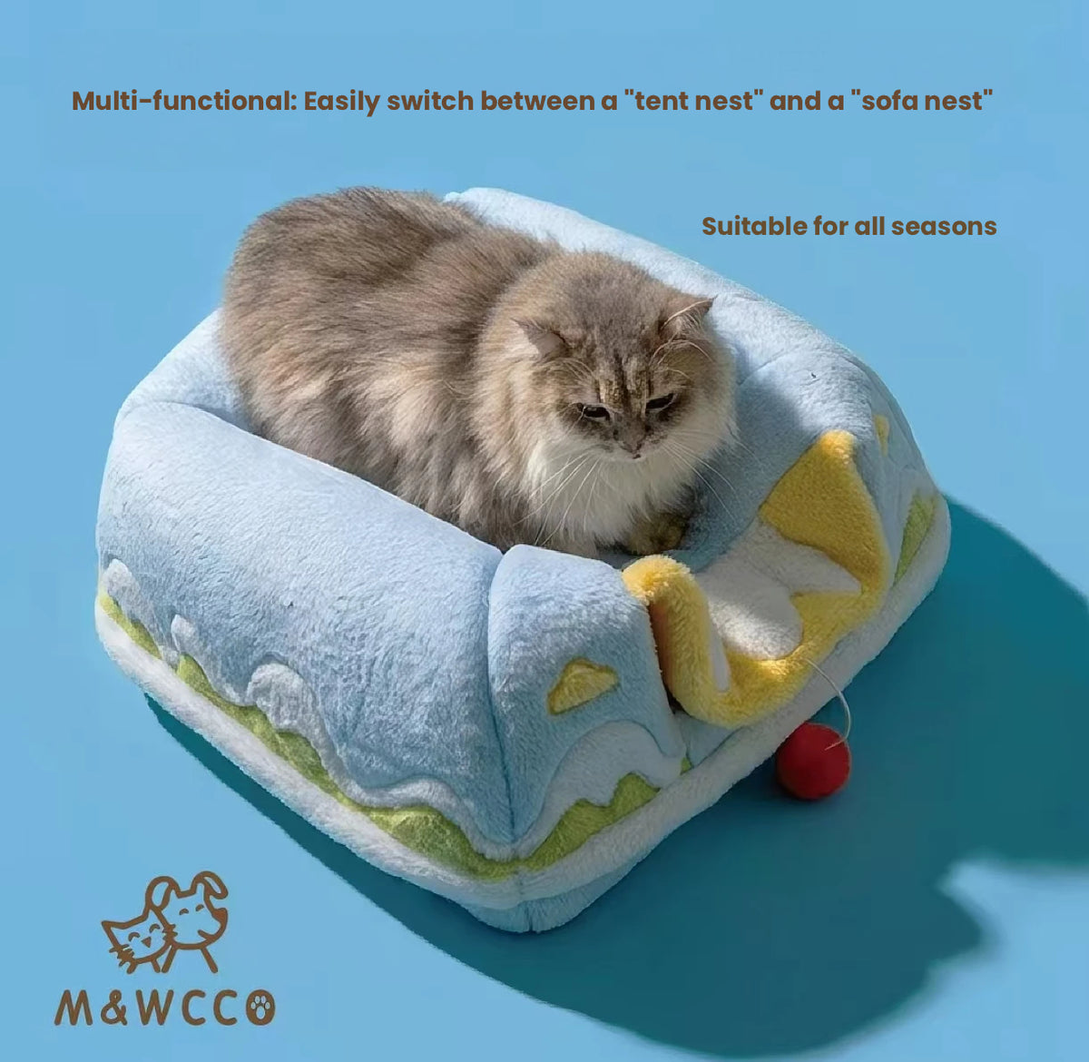 M&WCCO Enclosed Pet Tent Bed - Thickened Winter Warm Washable Cave for Cats & Small Dogs