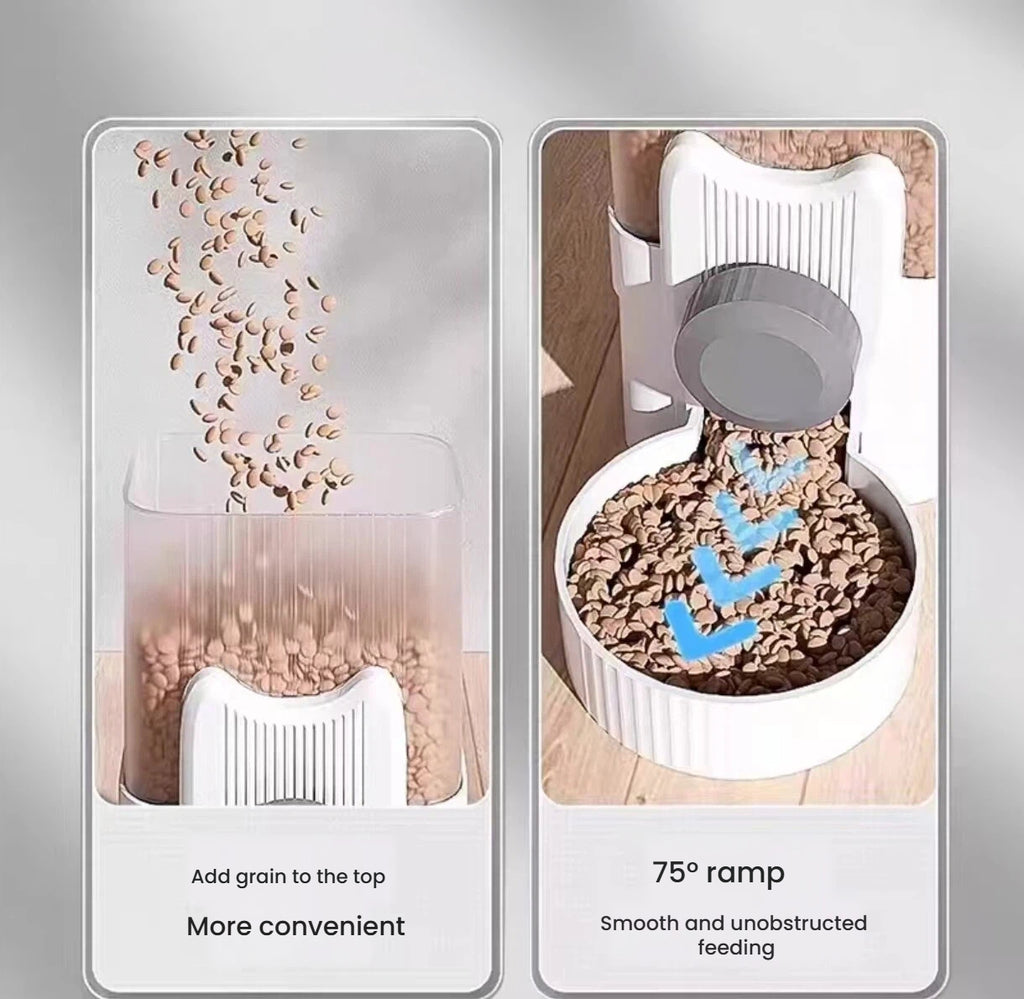 Guide to filling dry food into the cage-mounted pet feeder