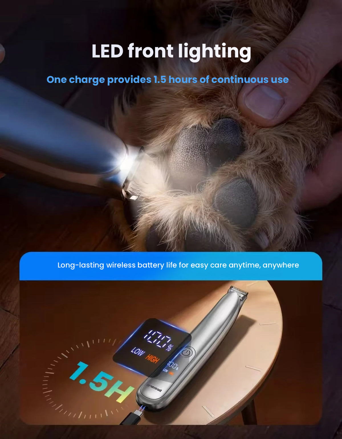 Oneisall Pet Clippers for Cats & Dogs, Paw & Body Trimmer