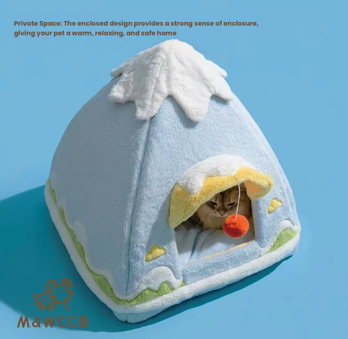 M&WCCO Enclosed Pet Tent Bed - Thickened Winter Warm Washable Cave for Cats & Small Dogs