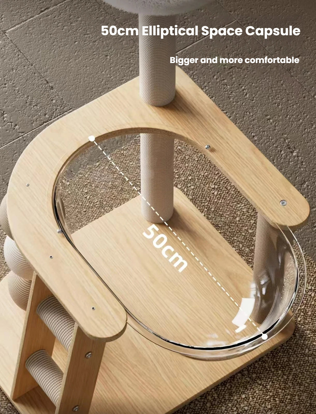 Wooden Cat Tree: Space-Saving Cat Tower with Bed & Scratching Post