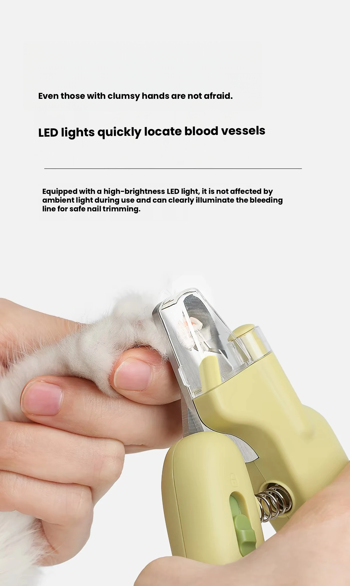 AIWO LED Pet Nail Clippers with Ear Inspection Light – Nail Trimmer for Cats & Dogs
