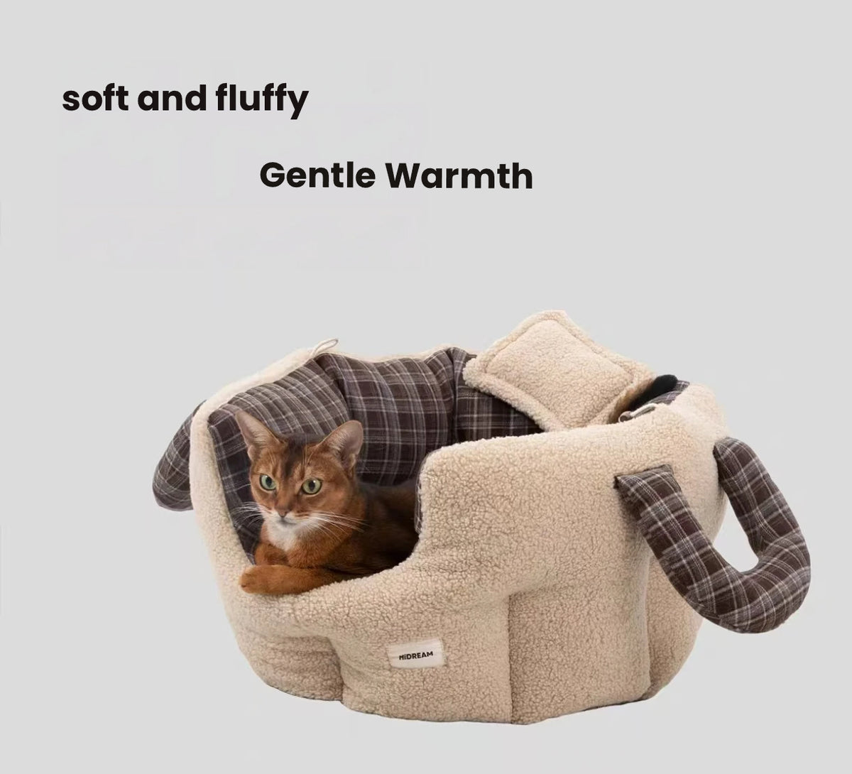 HiDREAM Portable Reversible Pet Cave Bed - Warm Plush Travel House for Cats & Dogs