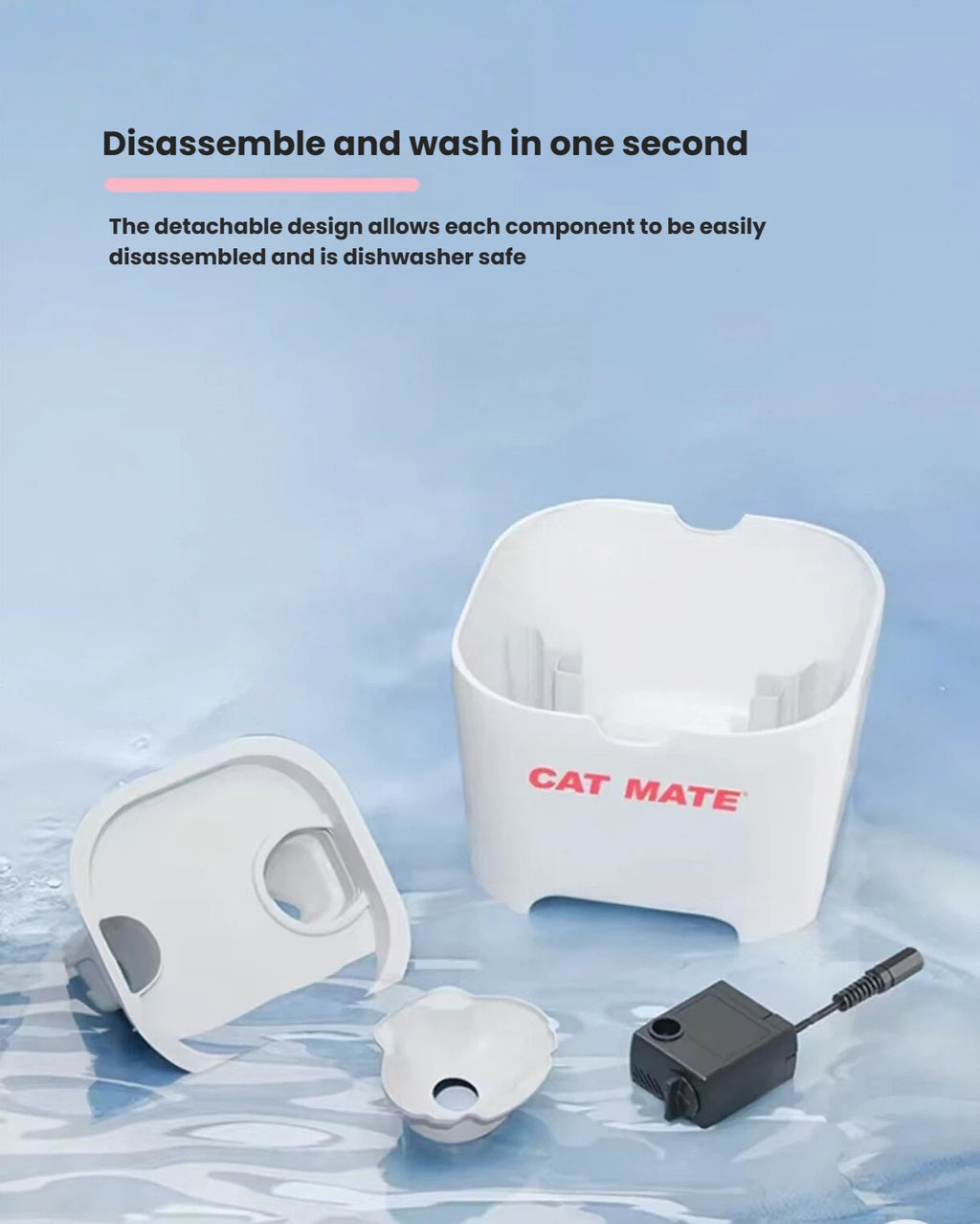 Three-litre reservoir graphic for the CatMate automatic cat fountain