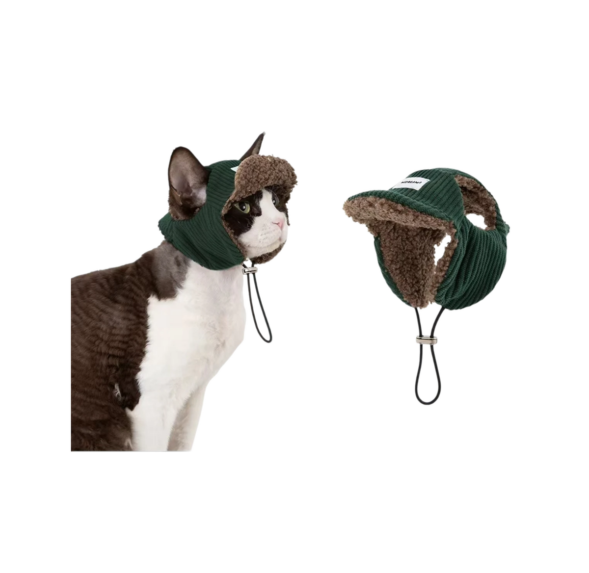HiDREAM Knit Cat Winter Hat with Neck Warmer - Thick Plush Cap for Devon Rex