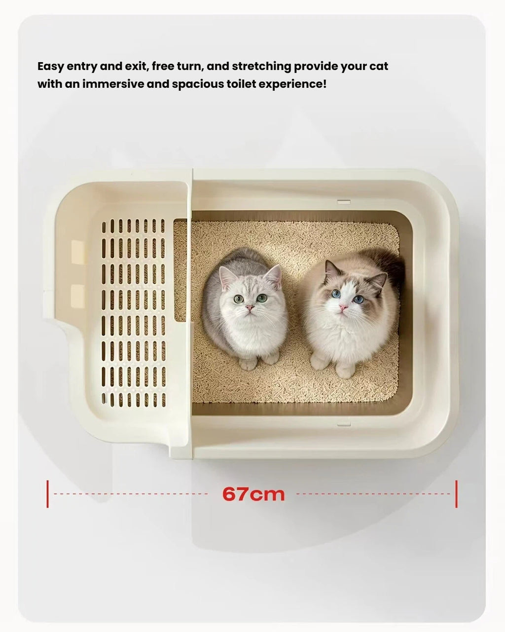 Petstar Stainless Steel Semi-Enclosed Cat Litter Box, Odor Control