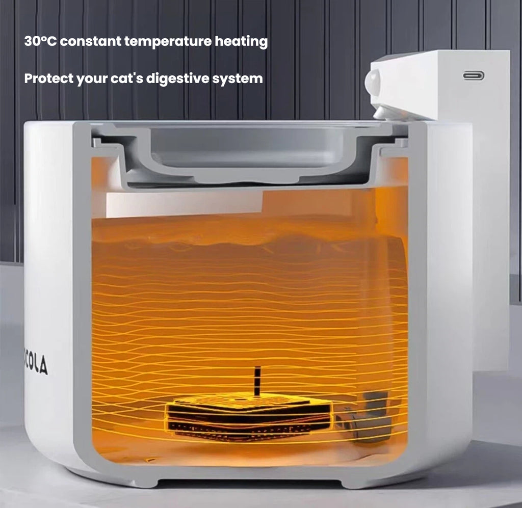 Cutaway of the warming system inside the Popocola ceramic fountain
